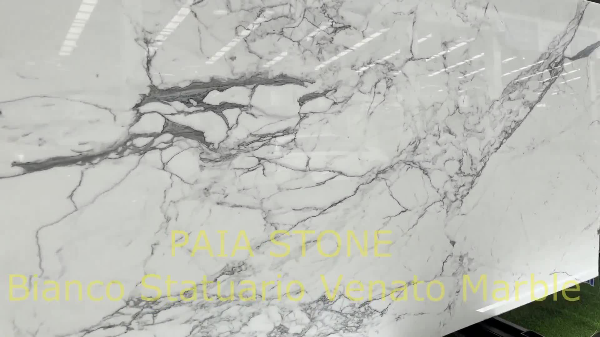 Italy Statuario White Marble With Gray Veins Slab