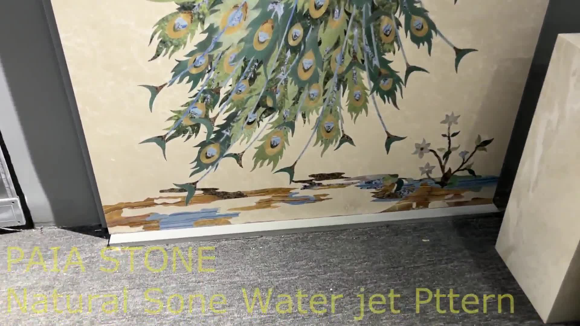 Marble Waterjet Inlay Peacock Pattern For Wall Design