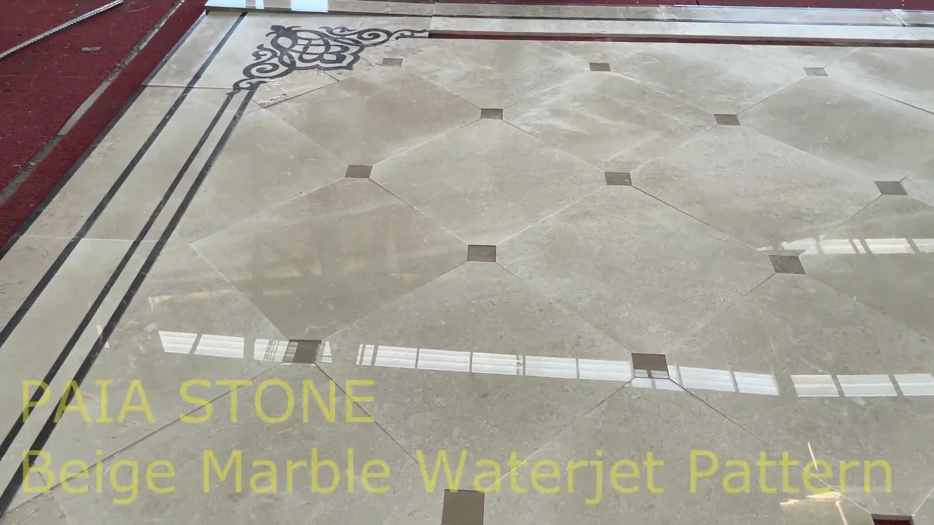 Natural Beige Marble Pattern Waterjet Medallions Floor Tiles
