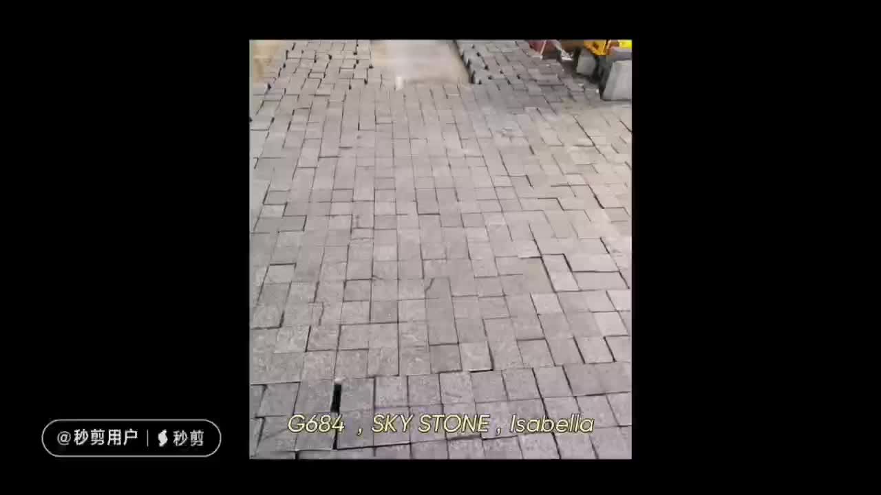 G684 Black Granite Cobble Cube Stones With Mesh