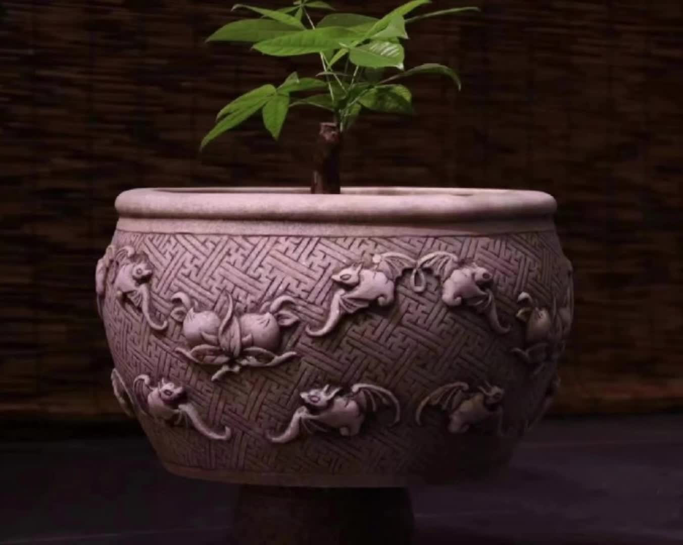Hot Granite Natural Stone Flower Pot Large Stone Flower Pots