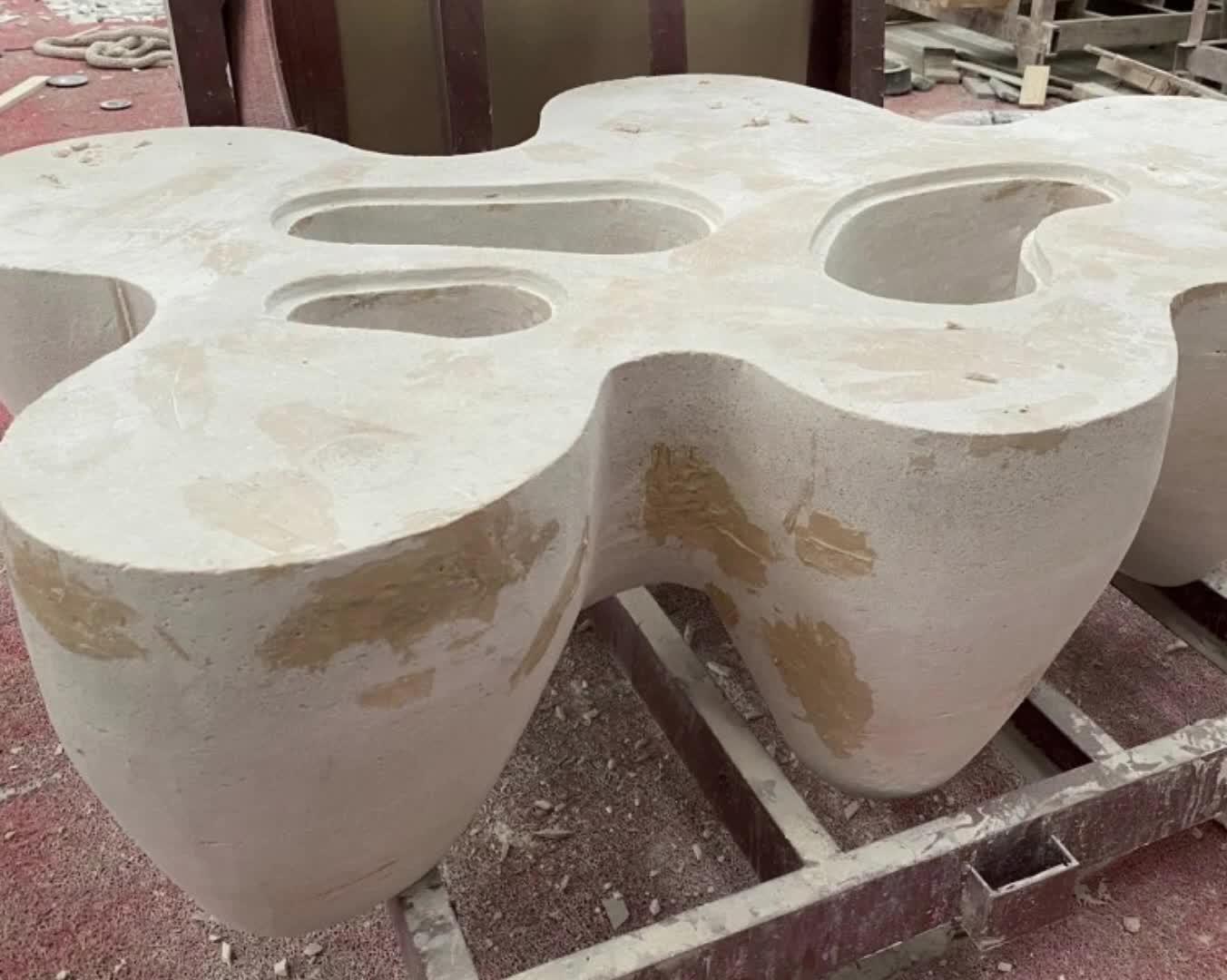Natural White Travertine Stone Side Table Stone Coffee Table