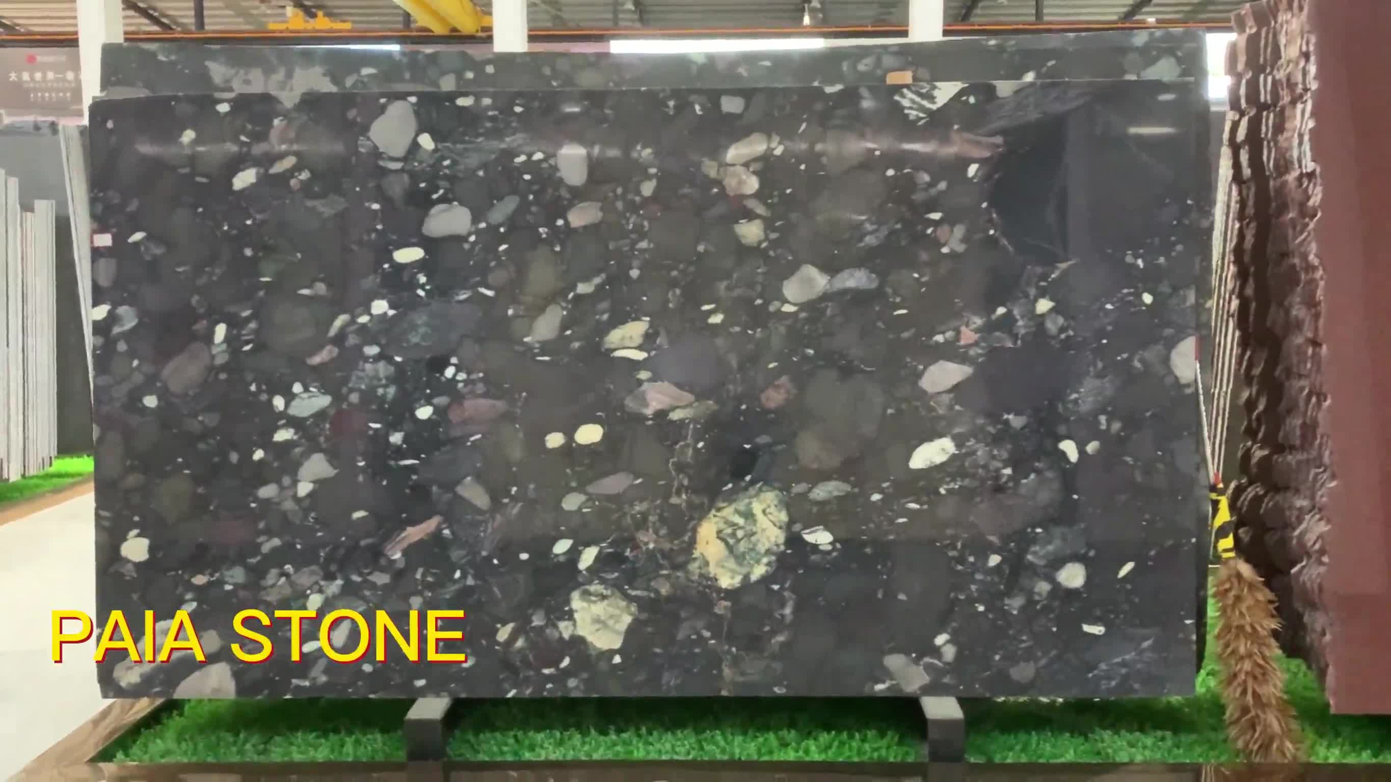 Black Mosaic Granite Slabs And Tiles For Bathroom Flooring