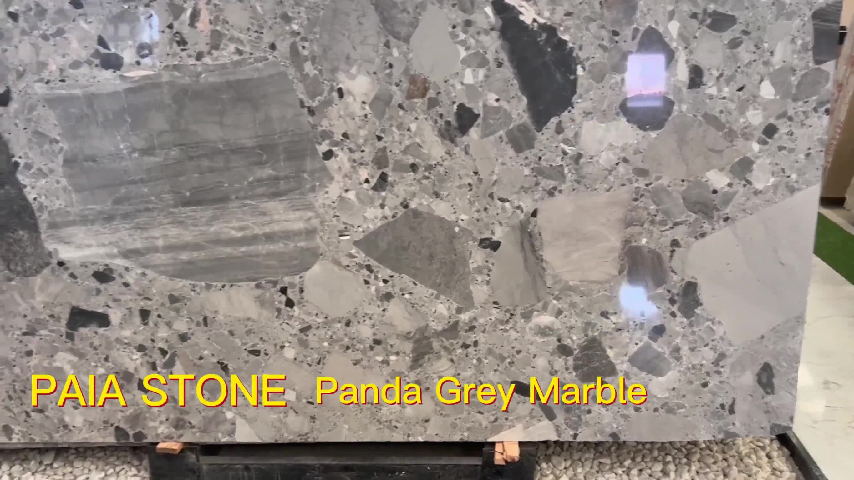 Ceppo Grigio Conglomerate Panda Grey Slabs For Sale