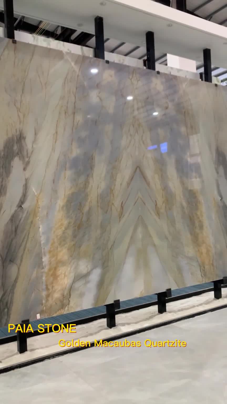 Golden Macaubas Quartzite Bookmatch Slabs For Background