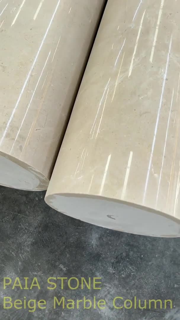 Hand Carved Beige Marble Column Pillars For Garden And Home