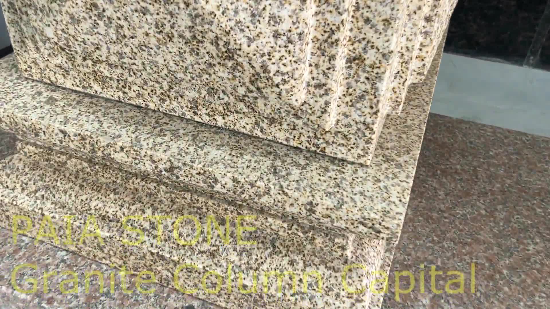 Hand Carved Natural Granite Column Capital For Villa Decor