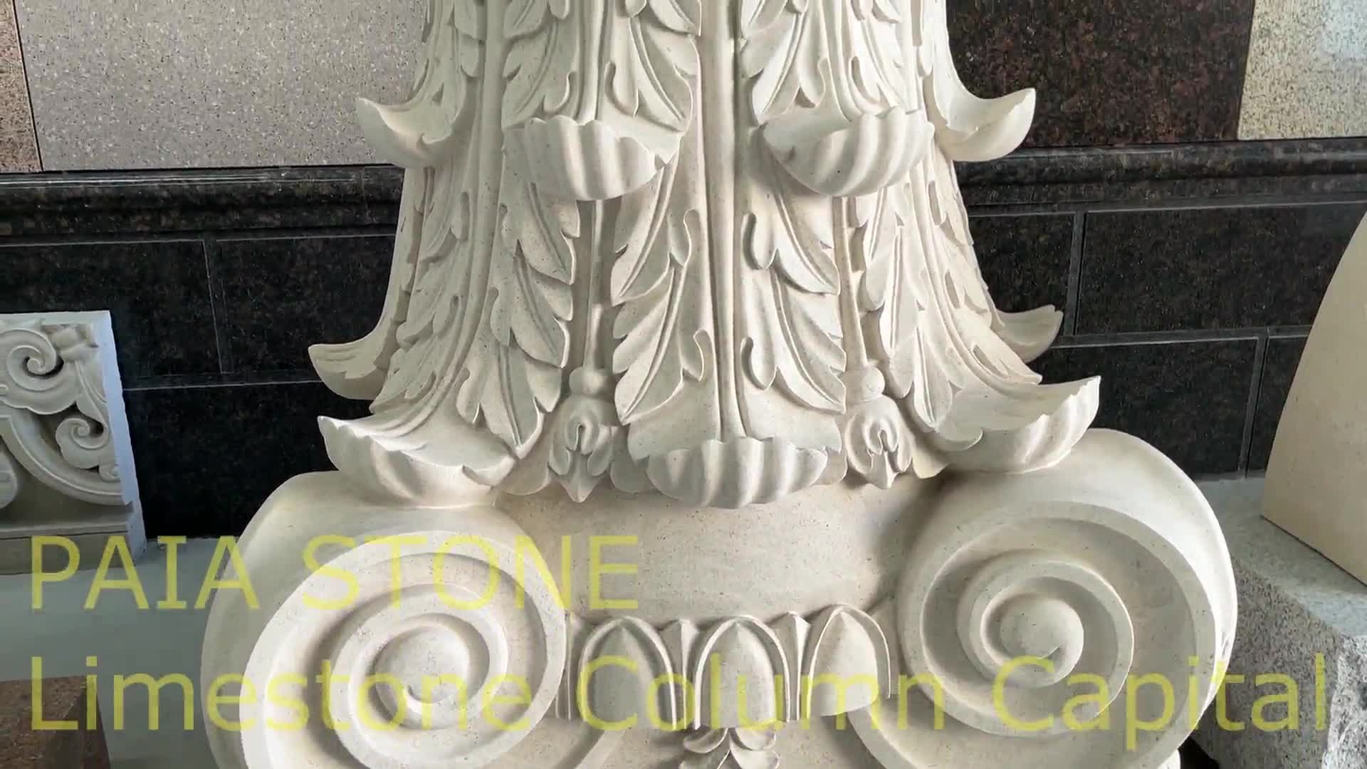 High Quality Hand Carved Limestone Column Capital For Hotel