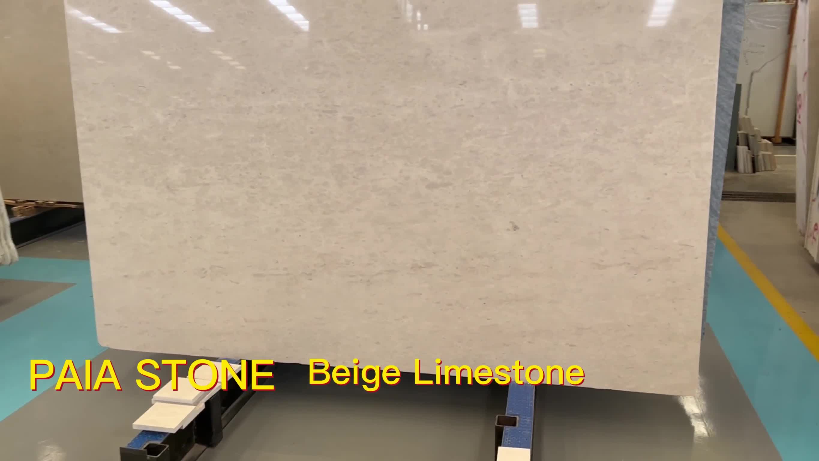 Natural Stone Beige Limestone Slab For Villa Wall Floor Tile