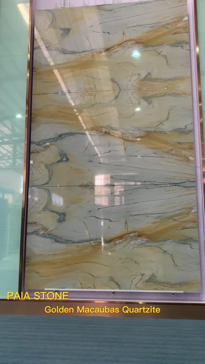 Polished Bookmatch Macaubas Gold Quartzite Slabs For Wall