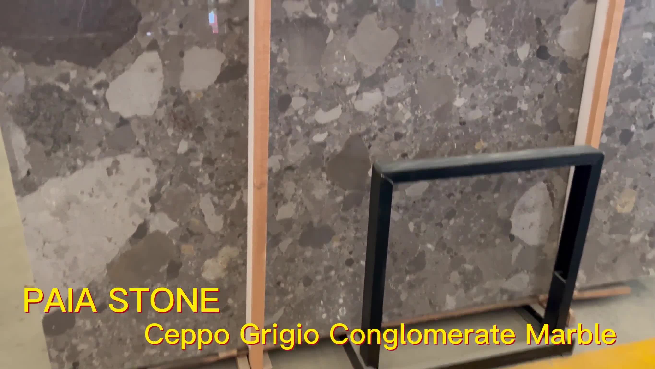 Polished Ceppo Grigio Conglomerate Slabs Floor Tiles