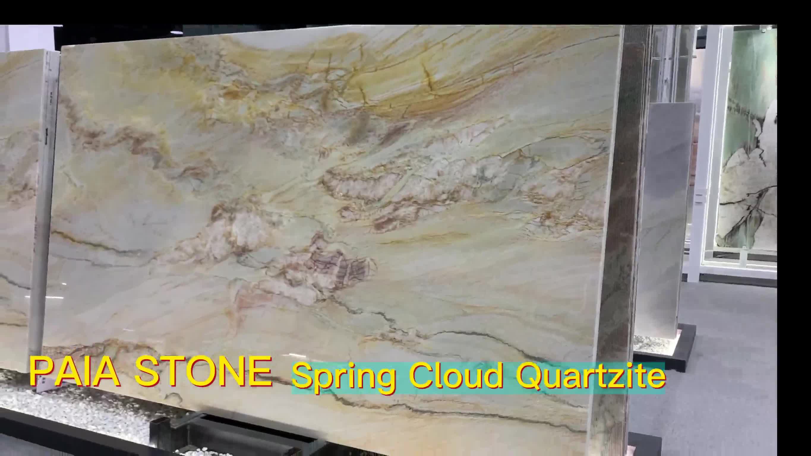Polished Golden Macaubas Quartzite Slabs For Wall Tiles