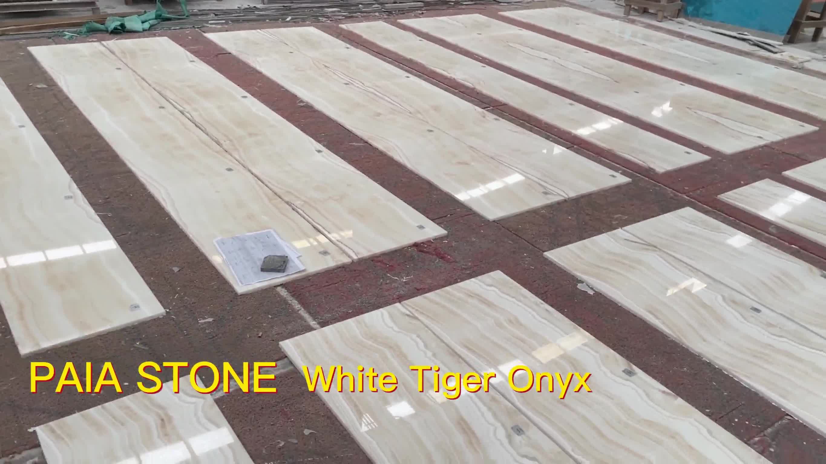 Polished White Tiger Onyx Slabs For Villla Wall Tiles Design