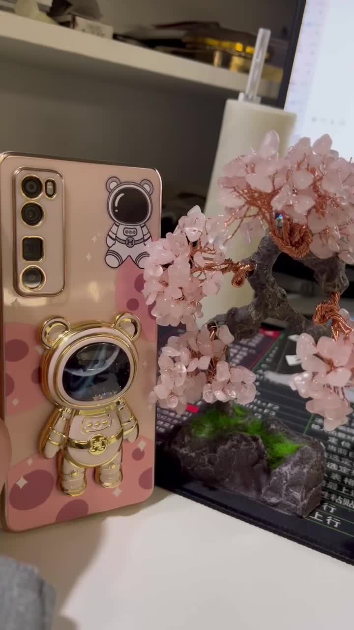 Semiprecious Stone Tree, Pink Gemstone Decoration Item