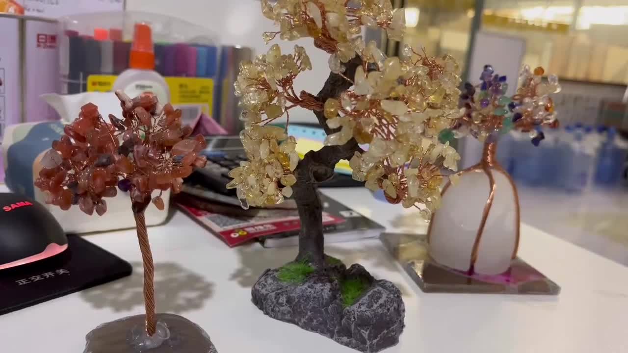 Six Colors Semiprecious Stone Tree, Gemstone Decoration Item