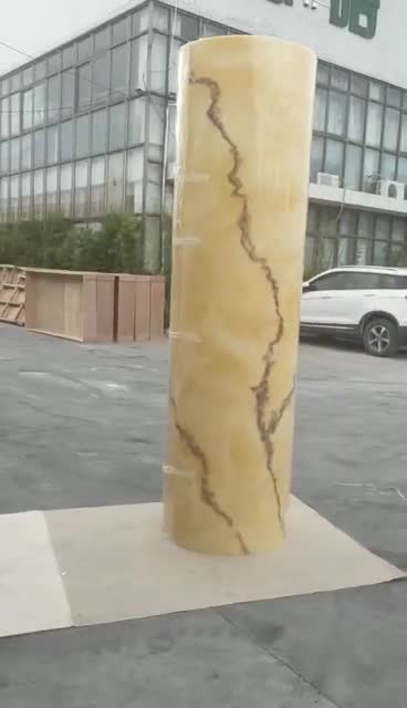 Flexible Wall Panel Yellow Onyx Translucent Alabaster Column