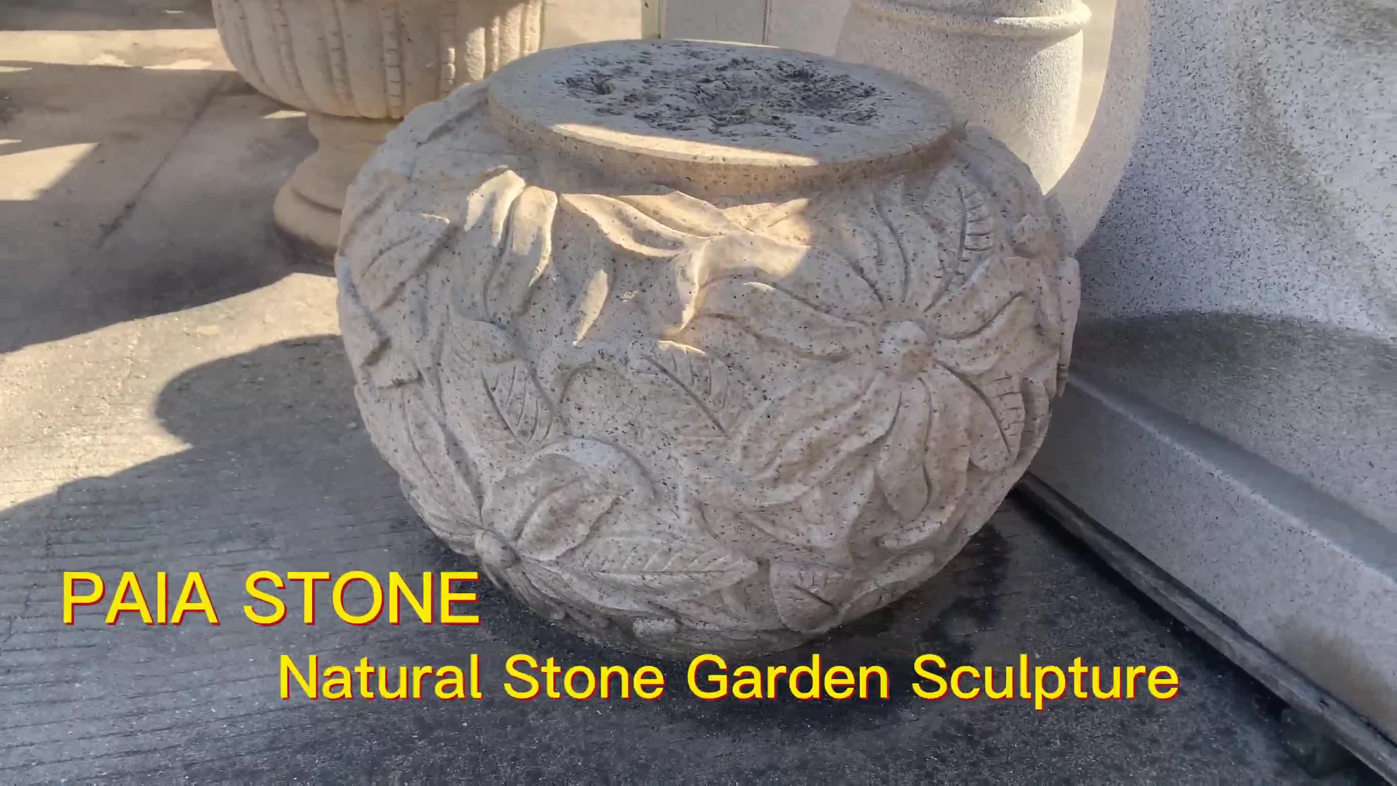 Hand Carving Petals Natural Stone Chinese Column Base