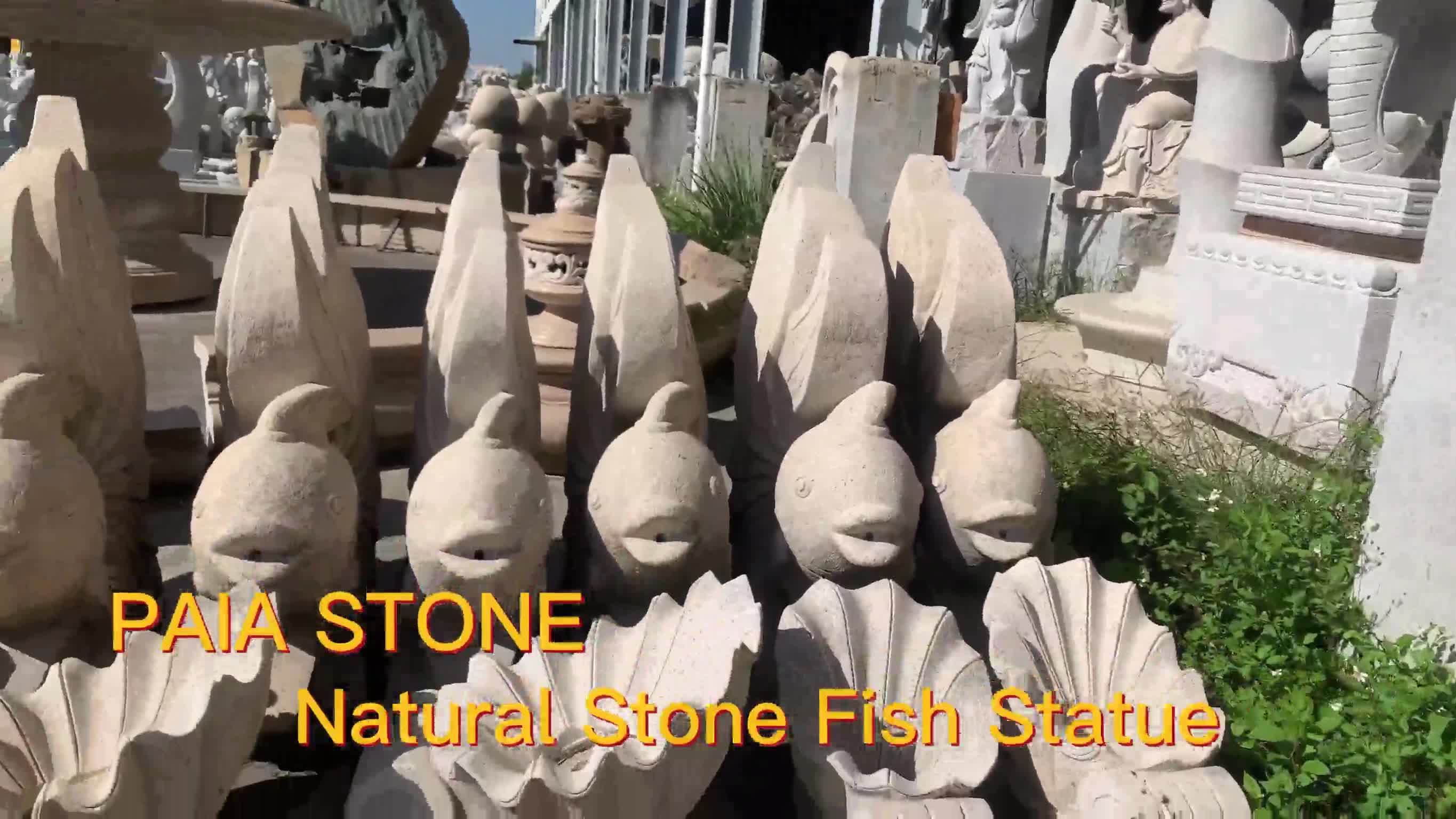 Stone Fish Statue Carving Granite Sculpture For Garden Decor