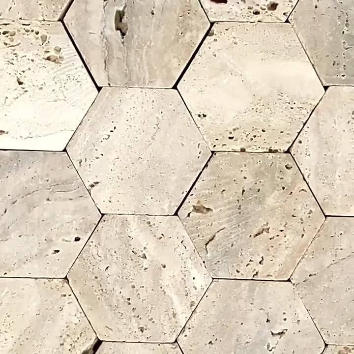 Beige Travertine Natural Mosaic Tiles