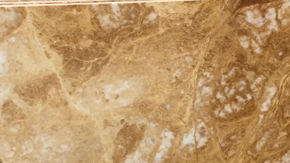 White Marble And Emperor Gold Marble Waterjet Cut Floor Tiles