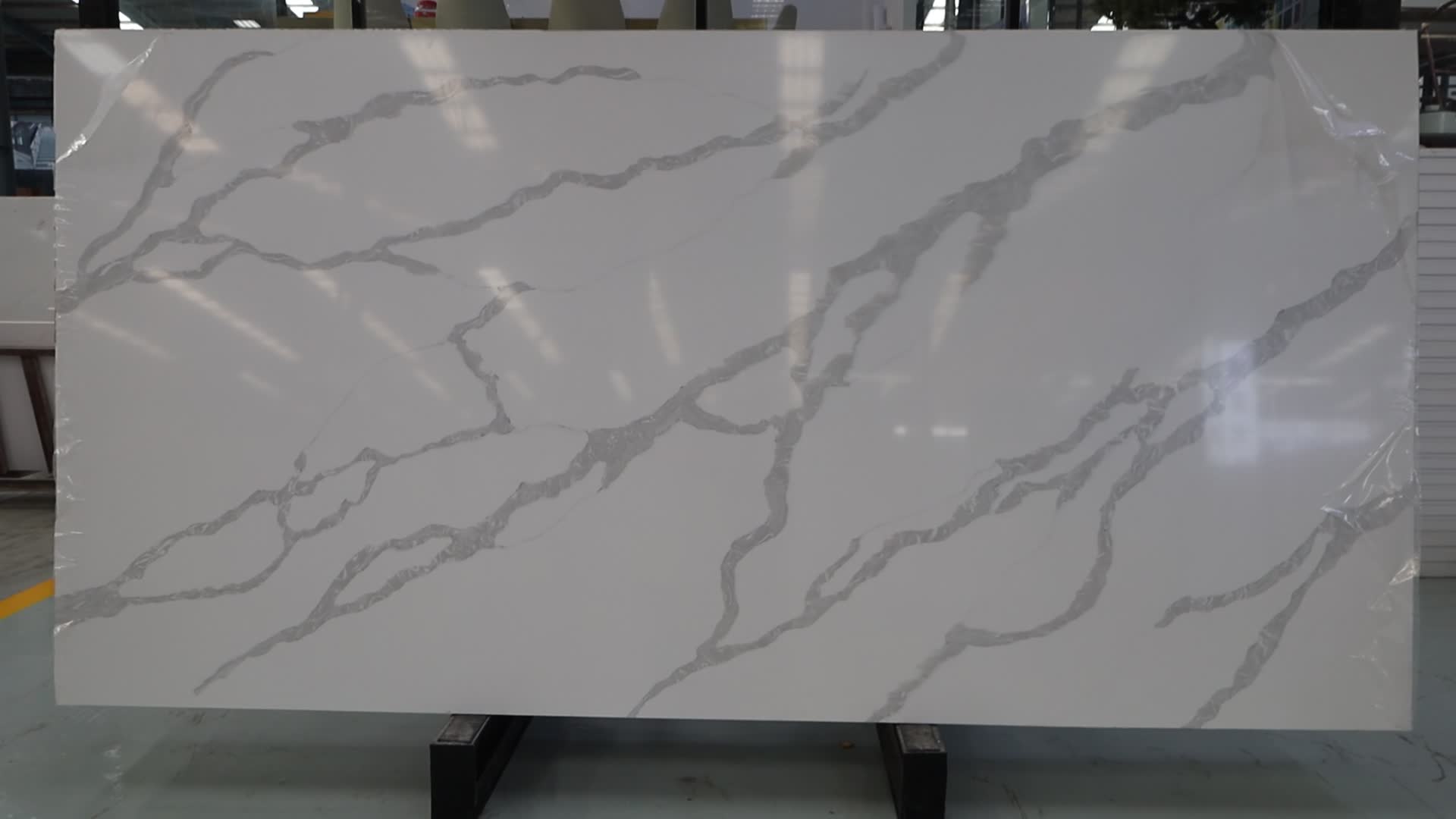 White Quartz Grey Veins Big Slab Tile