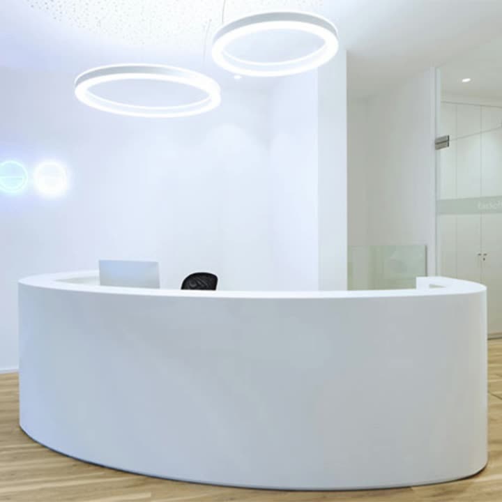 White Round Shape Artificial Stone  Reception Desk