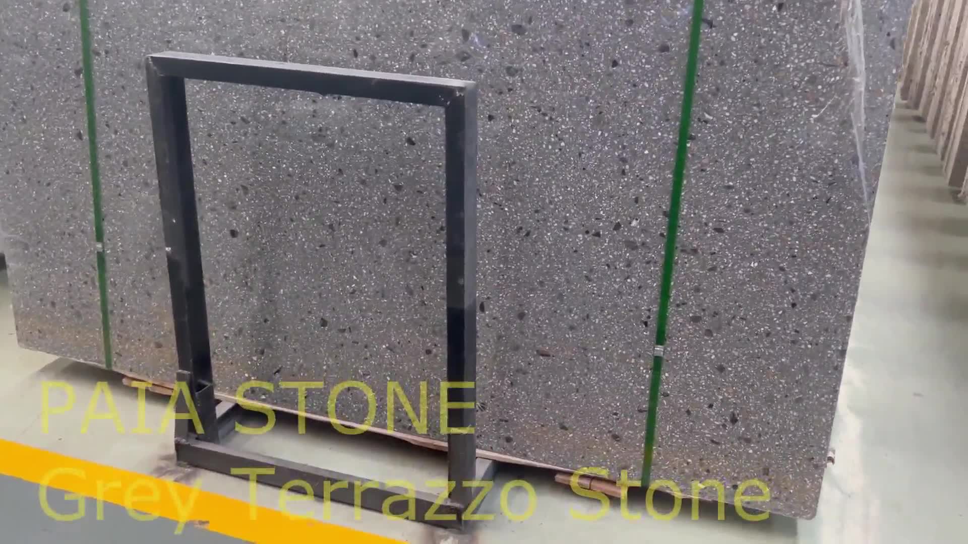 Atlantic Grey Terrazzo Stone Slab Tiles For Hotel Floor Wall