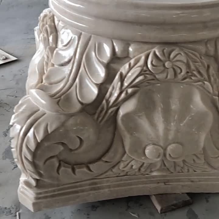 High Quality Hand Carved Marble Column Capital Stone Pillar
