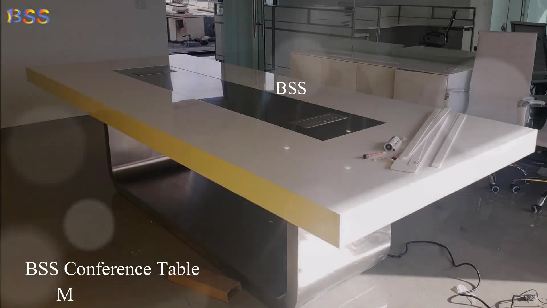 10 Ft Conference Table Office Quartz Stone Rectangle Shape