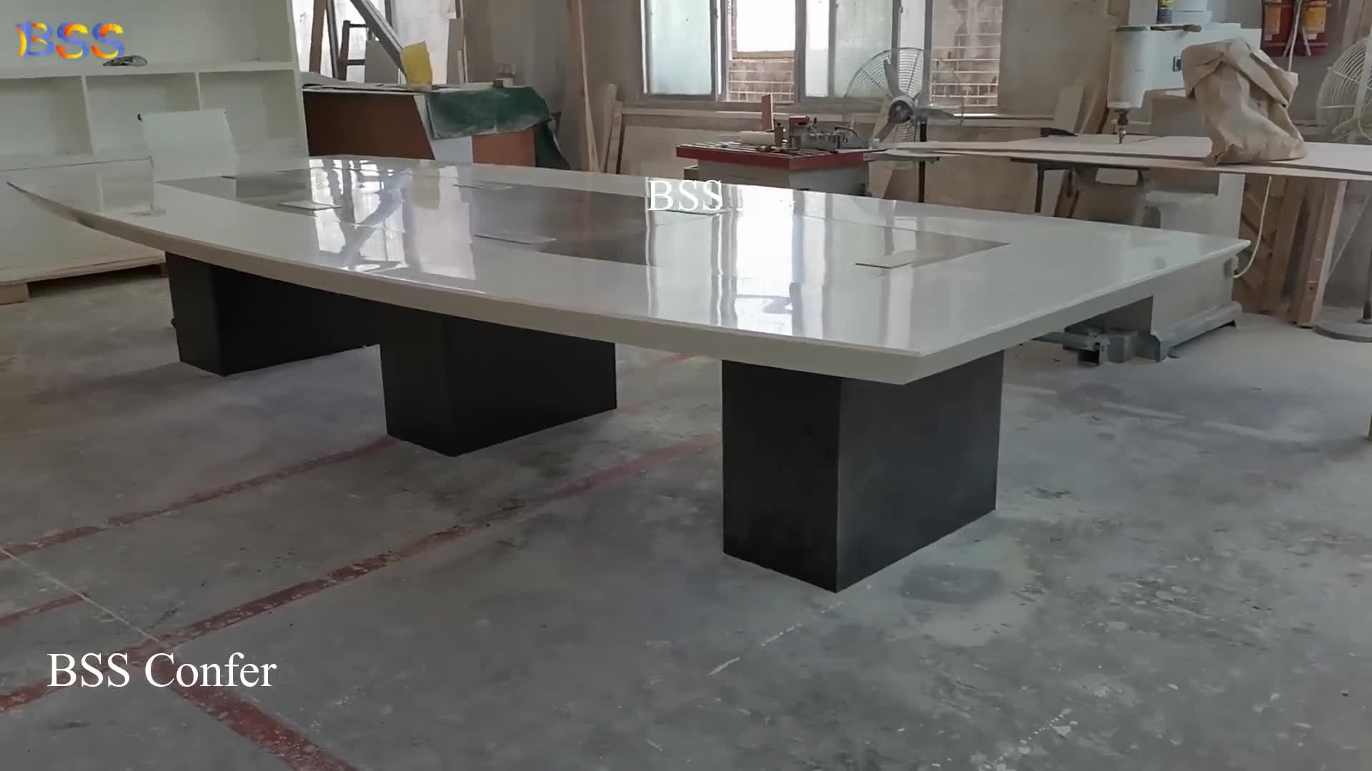 Aritificial Marble Conference Table, Boat Shaped Meeting Table