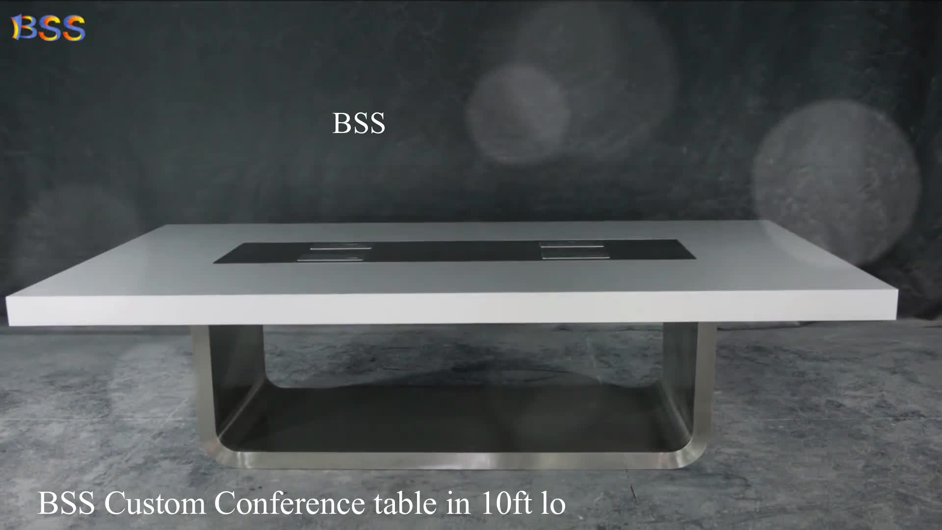 Solid Surface Rectangle Conference Table With Power 10 Foot Stone Top