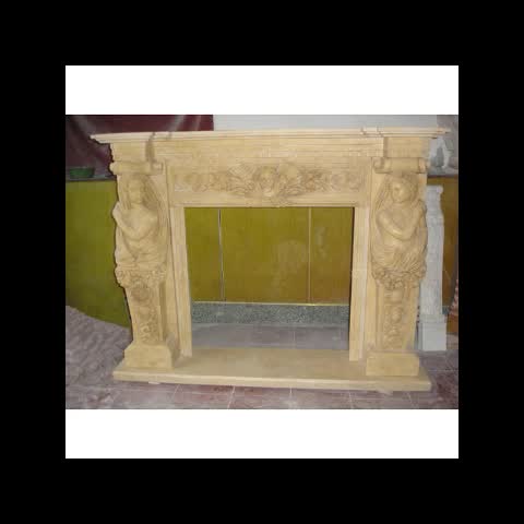 Beige Electric Fireplace Marble Fireplace Mantel