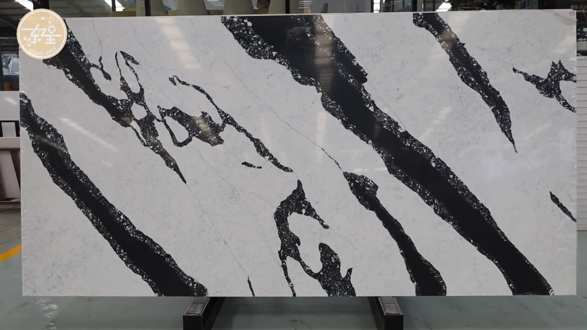 DXQ8007 Calacatta Thcik Black Vein Engineered Quartz Tile