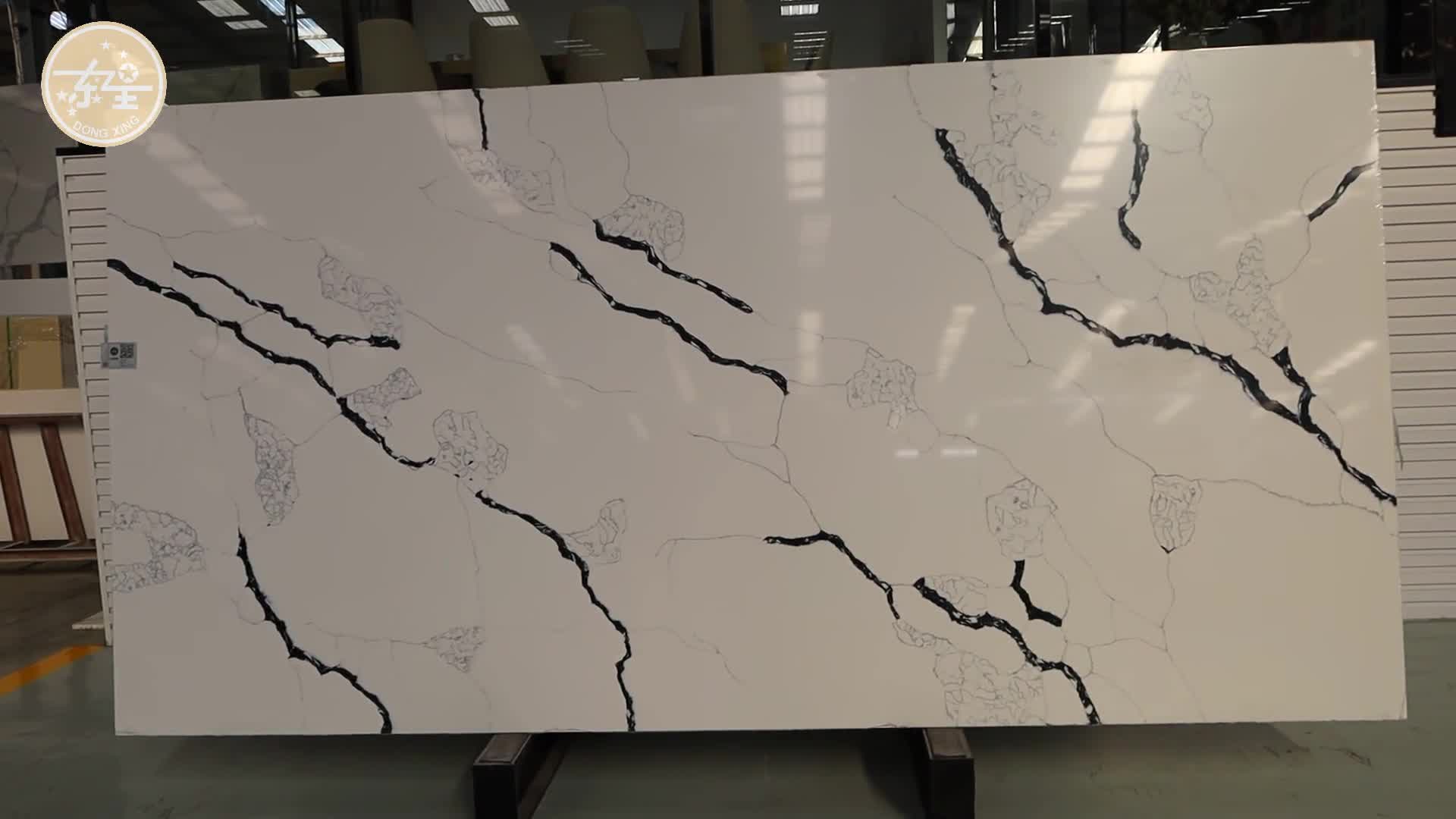 DXQ8019 Calacatta Black Veins Quartz Stone Slabs
