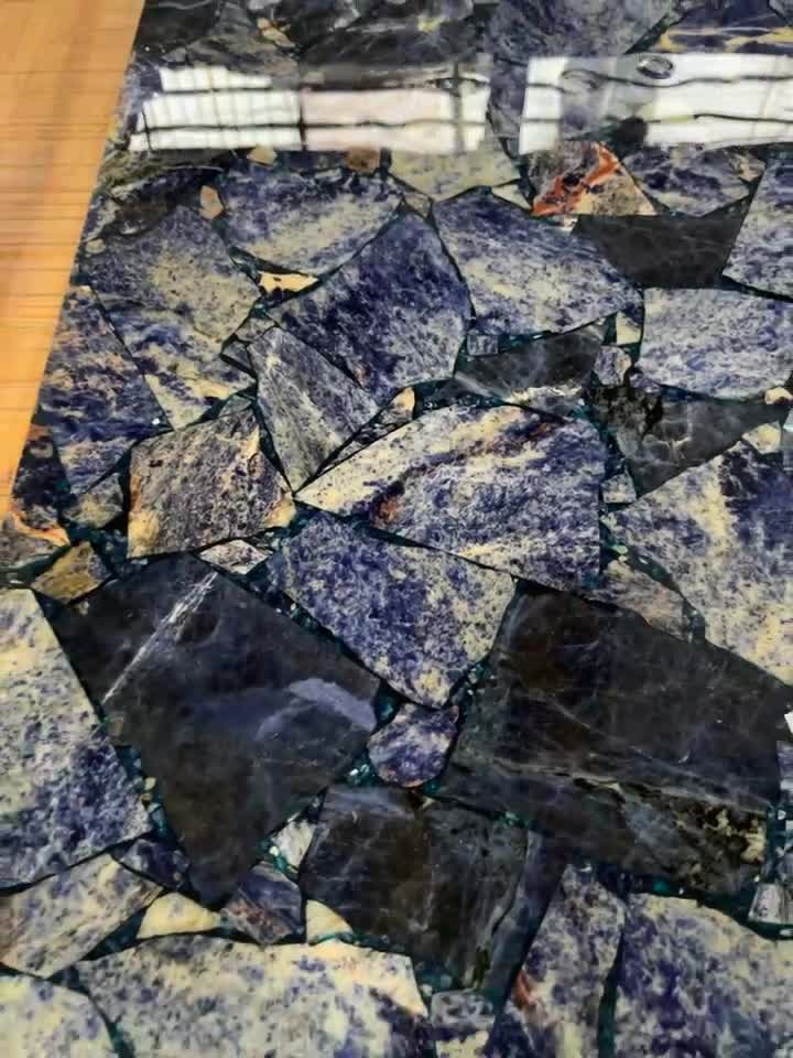 Semiprecious Gem Stone Blue Sodalite Wall Tile Slab