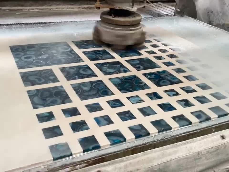 Water Knife Parquet Blue Agate And White Nature Stone