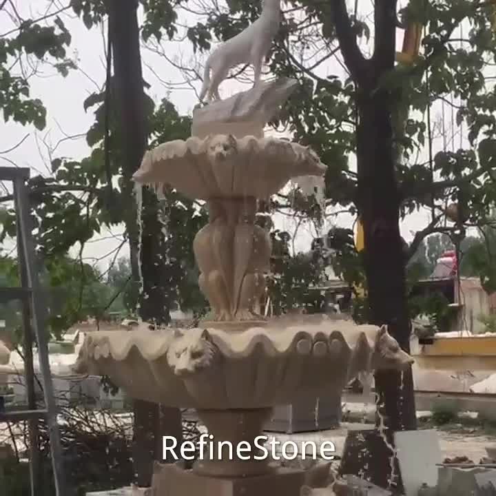 Big Beige Sculpture Water Fountain Gradern For Sale