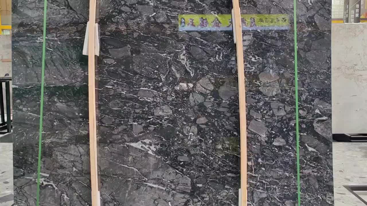Luxury Stone White Vein Bvlgari Black Marble Wall Slabs