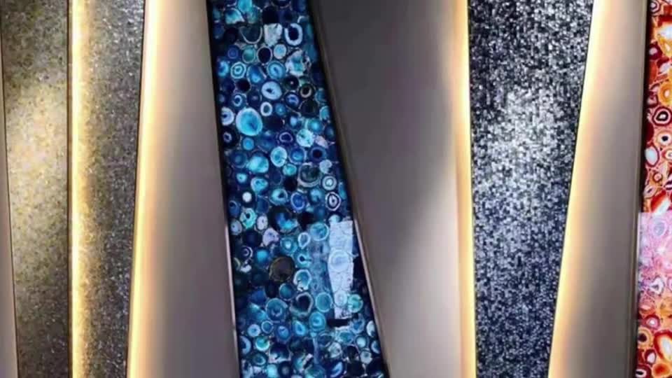 Composite Semi Precious Blue Agate Stone Slabs