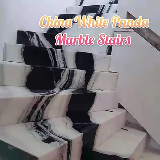 Natural Stone Stairs Design White Panda Marble