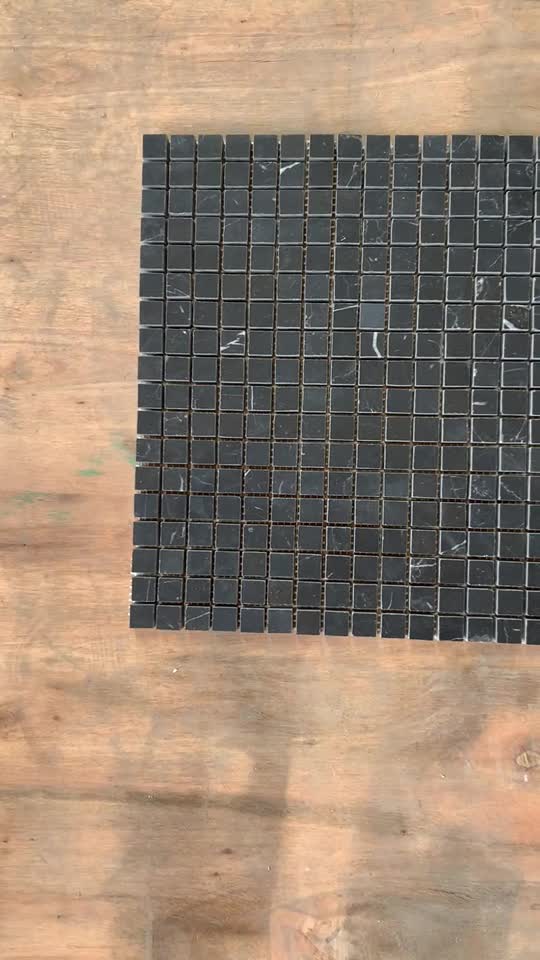 12" X 12" Black Marble Grid Mosaic Wall Tile