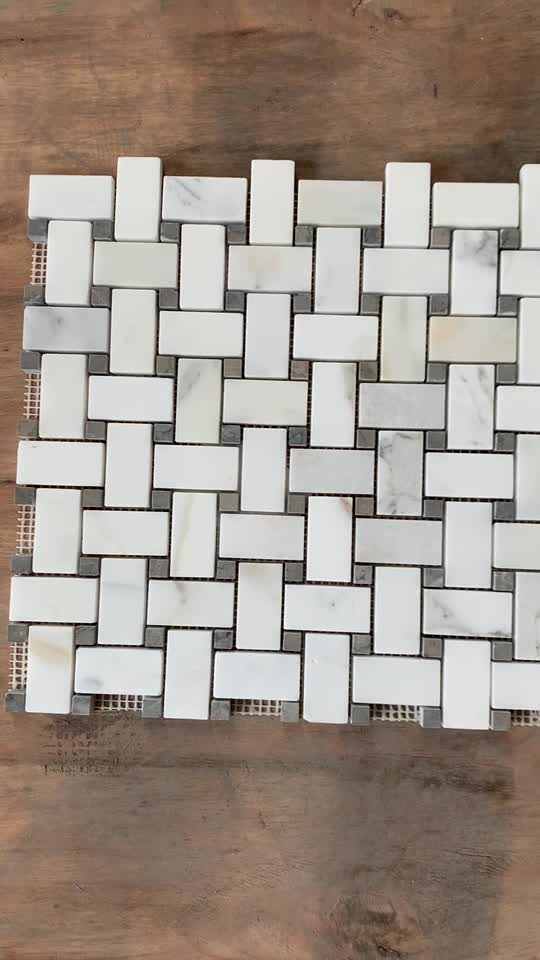12" X 12" Marble Basketweave Mosaic Wall & Floor Tile