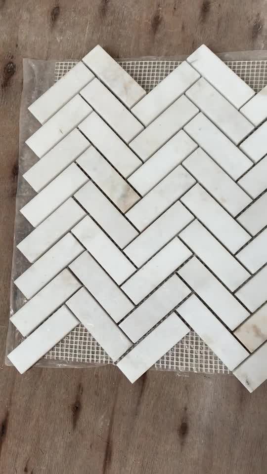 12" X 12" Marble Herringbone Mosaic Wall & Floor Tile