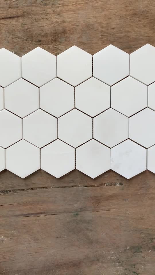 3" X 3" Marble Hexagon Mosaic Wall & Floor Tile