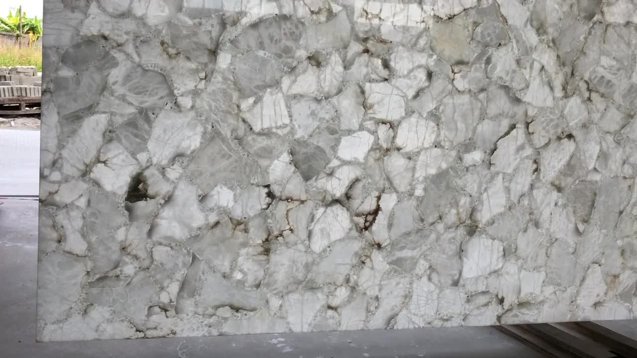 Artificial Stone Customize Size Translucent White Alabaster Bar Top