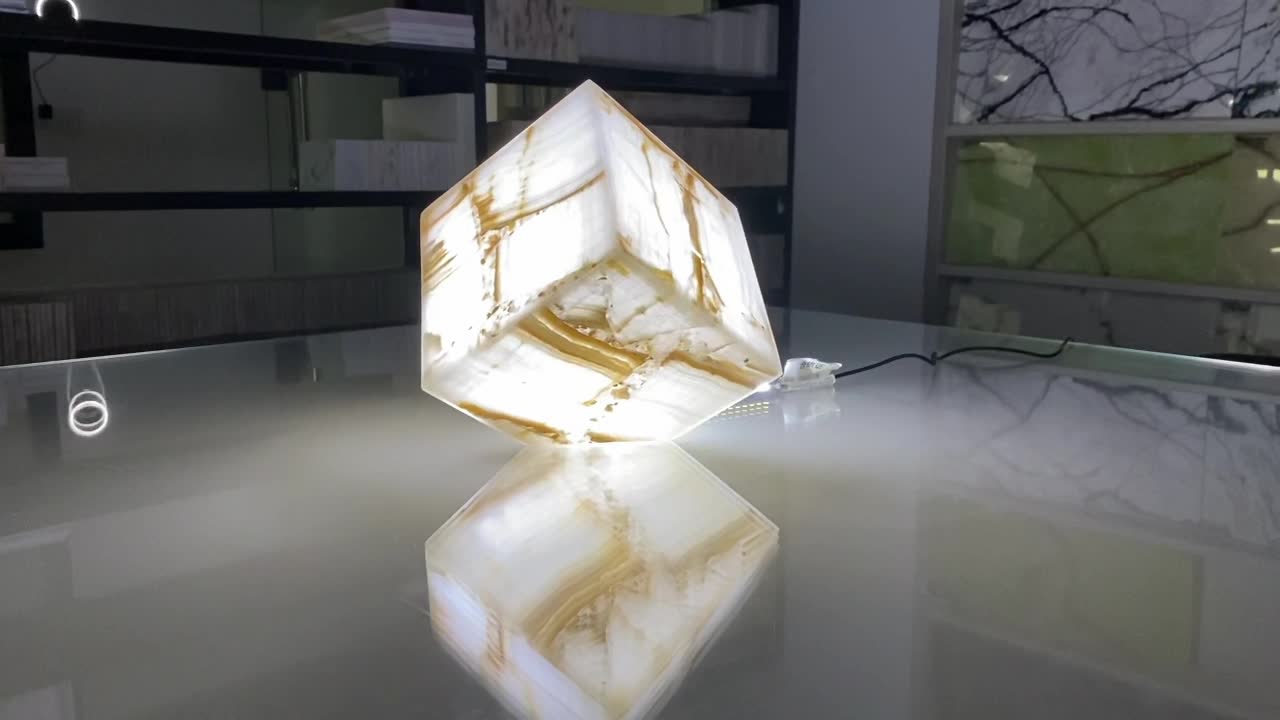Hotel Lobby Decor Translucent Lampshade White Artificial Onyx