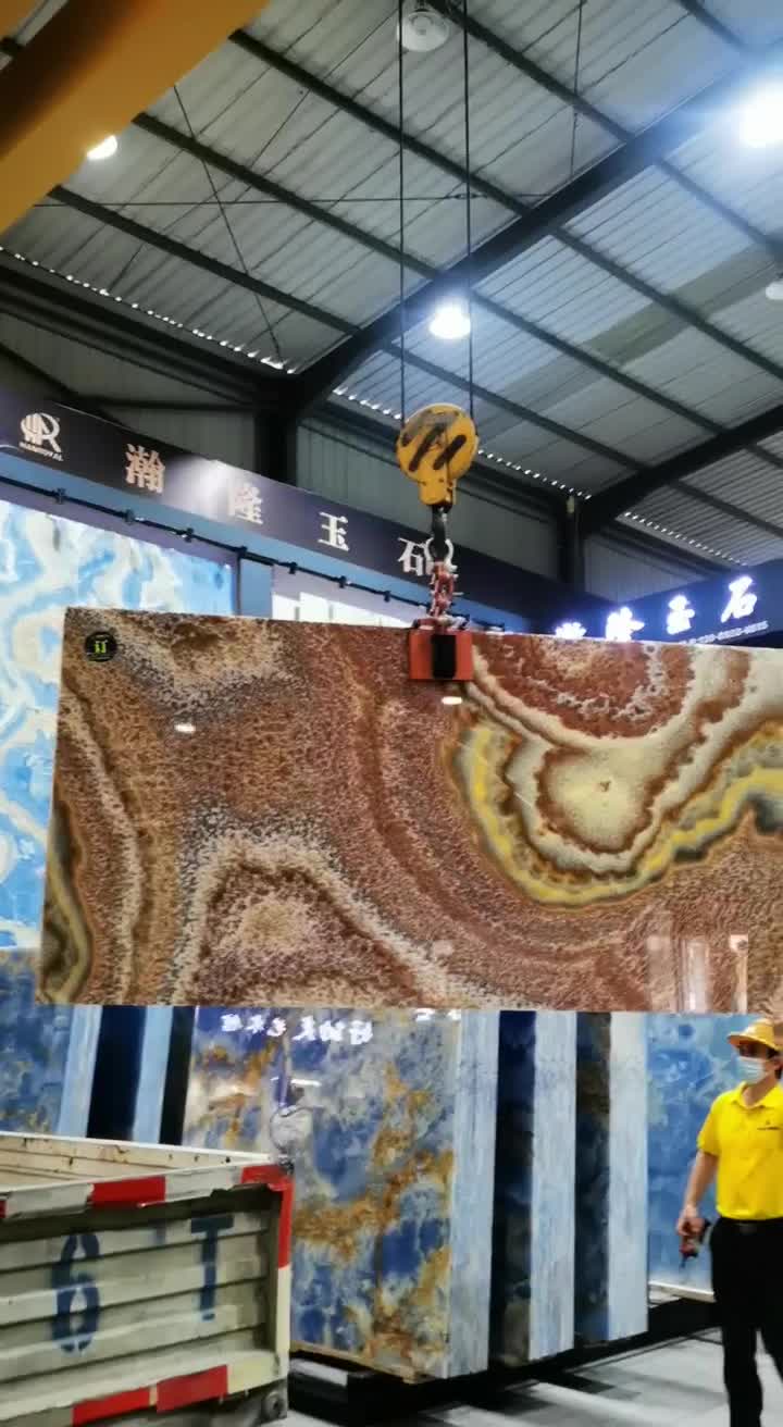 China Ruby Onyx Red Slabs Polished For Living Room Design