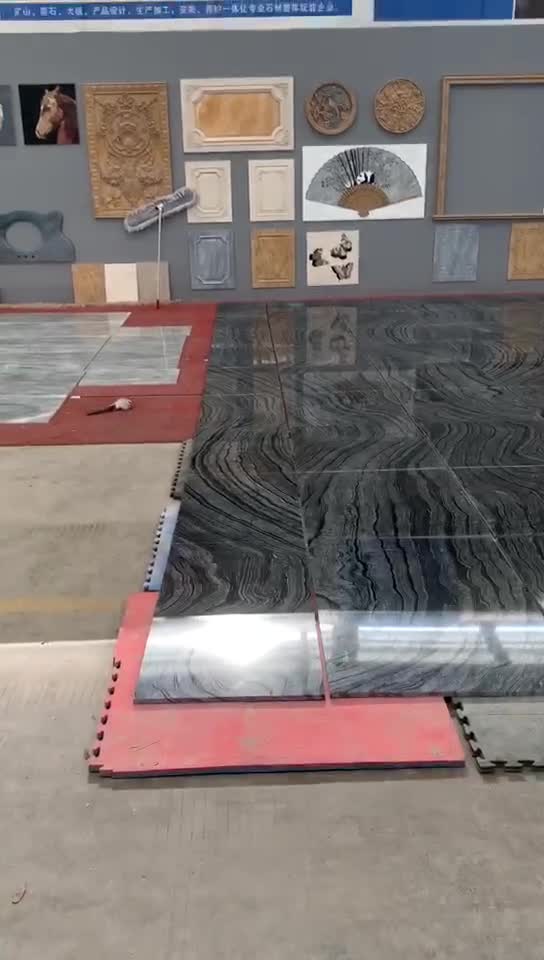 Chinese Black Wooden Marble Standard Slabs Tiles Polished