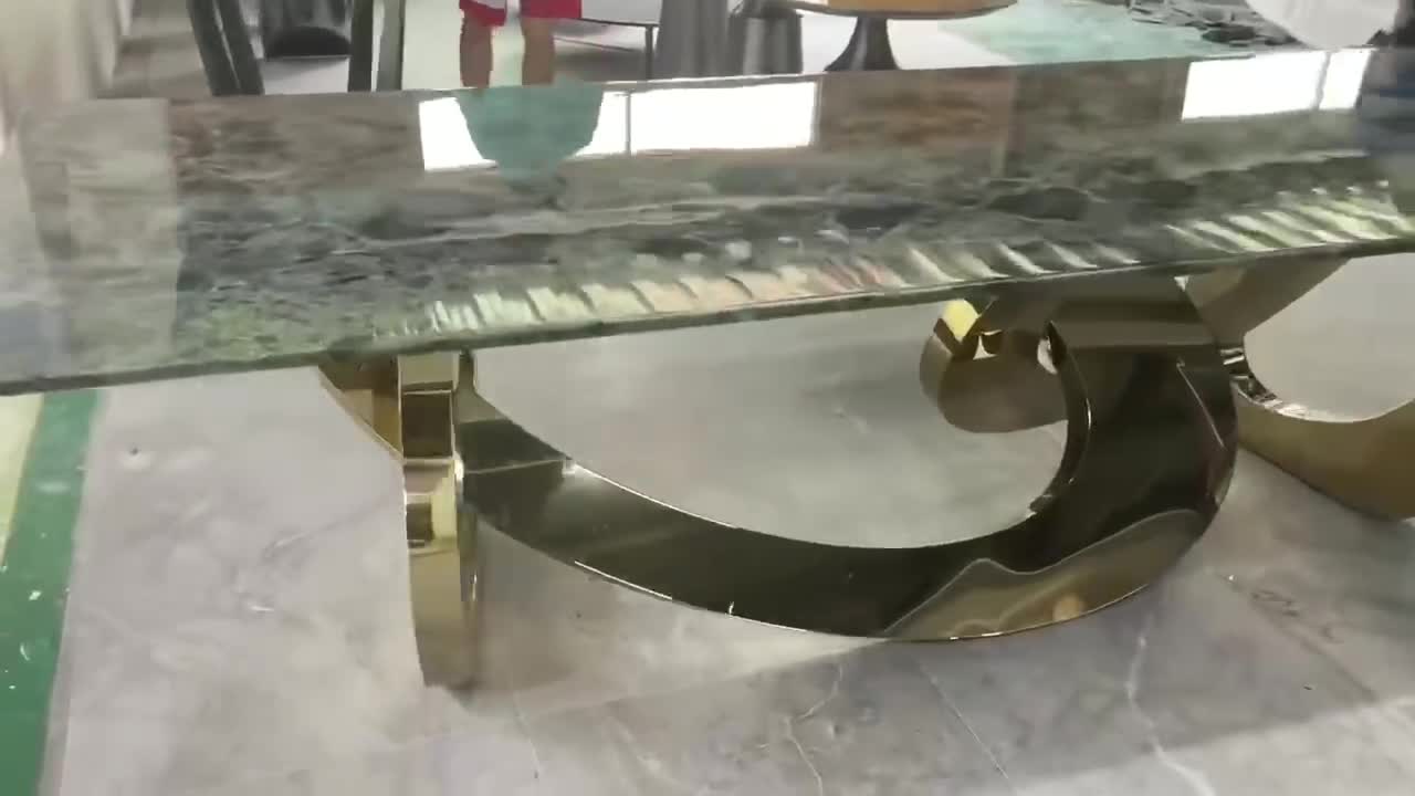 10 Seats Picasso Silver Quartzite Dining Table Home Furniture