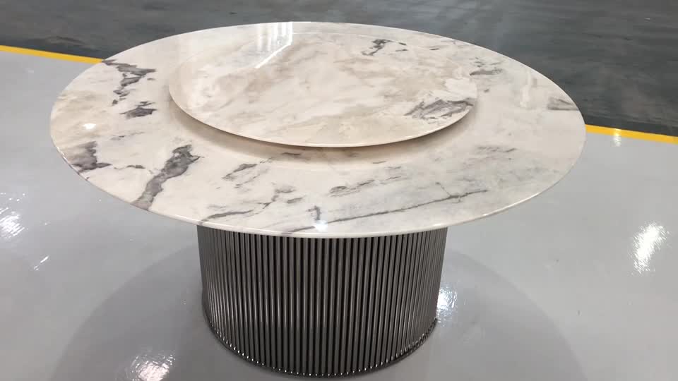 Picasso  White Marble Dover Cream Marble Dining Table Top